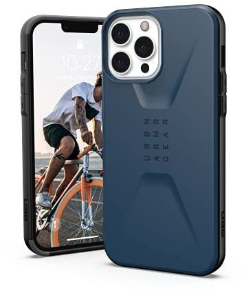 Urban Armor Gear Civilian Hülle kompatibel mit Apple iPhone 13 Pro Max [Wireless Charging kompatibles Cover, Sturzfeste Handyhülle, Displayschutz durch erhöhten Rand] blau (mallard)