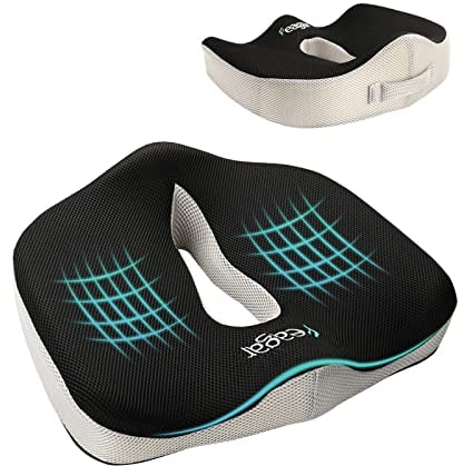 Feagar Cojín Coxis para Silla de Oficina, Cojín Ortopédico de Hernias Asiento Coche, Cojín Ergonómico para Matigar Dolor de Espalda y Fatiga, Funda de Malla, Lavable a Máquina