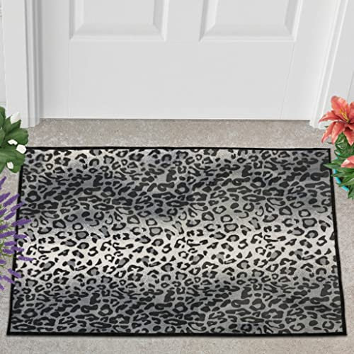 Veryday Grau Leopard Fußmatte Türmatte Eingangsmatte Fußabtreter Fußabstreifer Türvorleger Schmutzfangmatte Sauberlaufmatte Haustürmatte für Dusche White 40x60cm