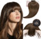 Elailite Frauen Topper Toupet Haarteil Echthaar Pony MONO 30cm 35g Clip in Extensions Haarverlängerung 150% Dichte Remy Glatt 12 #04 Mittel Braun