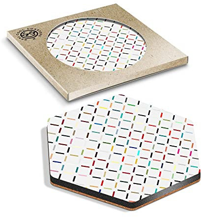 DV DESIGN 1 x Eco Boxed Cork Hexagon Coaster - Retro LCD Calculator Pattern Drink Cup Mug Glass Table Protection Mat #2858