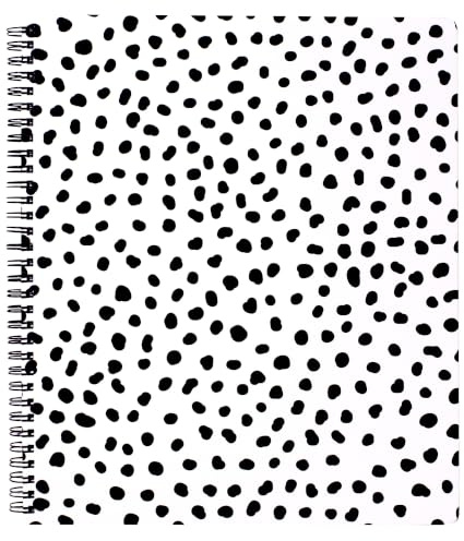 Steel Mill & Co Cute Large Spiral Notebook College Ruled, 11 x 9.5 with Durable Hardcover and 160 Lined Pages, Black Dot