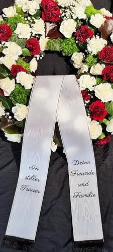 Gesteck Schleife, Grabschleife, Trauerschleife, Kranzschleife Bedruckt (125 mm für Urnenkranz oder Gesteck, maigrün)