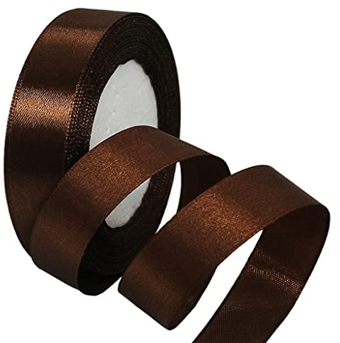 22m Satinband Geschenkband Kaffee 25mm Breit,Seidenband Kaffee Dick Schleifenband Satin Dekoband Geschenkverpackung Deko Band Stoffband für Halloween Weihnachten Hochzeit Taufe Geburtstag DIY-Handwerk