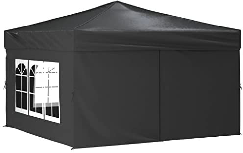 vidaXL Partyzelt Faltbar mit Seitenwänden Gartenzelt Festzelt Pavillon Zelt Gartenpavillon Gazebo Gartenlaube Bierzelt Faltzelt Camping Creme 3x3 m