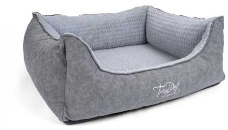 TrendPet VitaBed Style - Orthopädisches Hundebett, außen Kunstleder innen flauschig (120x100cm, Grau)