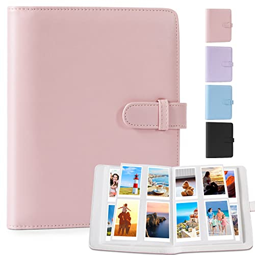 DUNSOO Fotoalbum, 256 Pockets Instax Mini Fotoalbum, Polaroid Fotoalbum Mini Film/Polaroid Zink Fotopapier/Kodak Zink Fotopapier, Max Passt Fujifilm 95x63mm (Rosa)