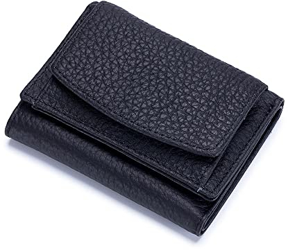 Damen Faltbare Kurze Geldbörse,Geldbörse Frauen mit RFID-Blockierung und Mehreren,Faltbare Kurze Geldbörse für Frauen,große Kapazität Leder Damen Geldbörse mit viele Fächer,Leder Geldbeutel (Schwarz)
