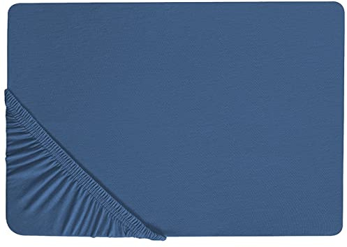 Spannbettlaken Baumwolle Marineblau 140 x 200 cm Steghöhe 30 cm mit Gummizug Janbu