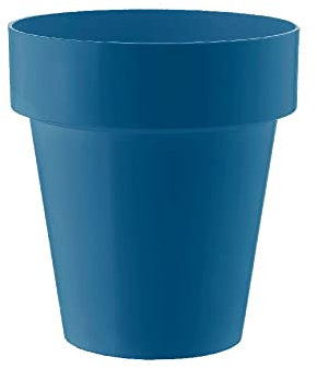 Decor Space Vaso tondo Porto Colour in plastica colorati da esterno e giardino per fiori e piante (20 cm, Blu)