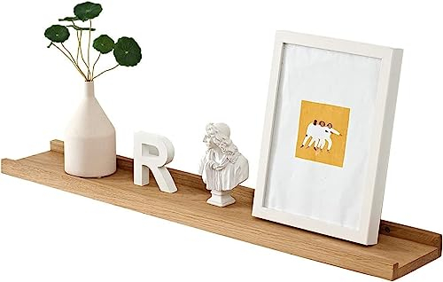 Gieanoo Bilderleiste Eiche, 40cm Massives Schweberegal Wandregal Hängeregal Ideal für Wohnzimmer Schlafzimmer Flur Badezimmer Büro