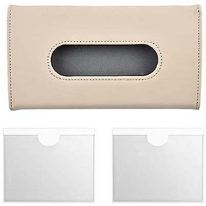 1pcs Car Tissue Box (without Tissue) Suitable For Car Sun Visor, Seat Back, Trunk, Leather Tissue Box For Car, With 2 Card Holders