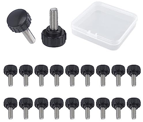 MOROBOR Lot de 20 vis moletées M4 x 8 mm en acier fileté avec étui de rangement