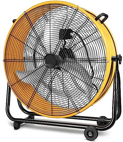 UTMACH Ventilador de inclinación móvil, Ventilador de Tambor Industrial de Metal Resistente, Ventilador de Piso de 3 configuraciones de Velocidad, 750 * 285 * 770 mm