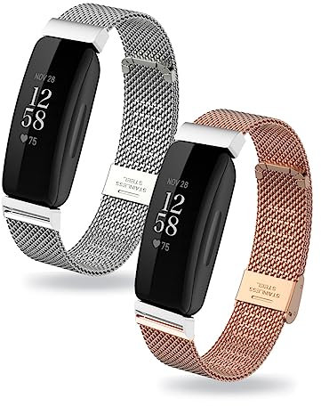 ZUREGO 2 Stück Ersatzarmband für Fitbit Ace 3/Fitbit Ace 2 Armband für Damen/Herren, Fitbit Ace 3/Fitbit Ace 2 Ersatz Edelstahl Metall Armband Kompatibel mit Fitbit Ace 3/Fitbit Ace 2 (E)