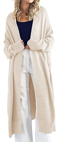 Danedvi Womens Long Cardigan Sweaters Oversized Chunky Coats Beige