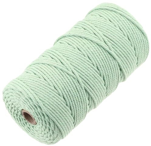 GOHOF Macrame Cord 3mm x 150m Premium Cotton Macrame Rope, 4 Strand Twisted Soft Cotton Cord, One of The Most Perfect Materials for Macrame Art, Cotton String Without Chemicals (Mint)