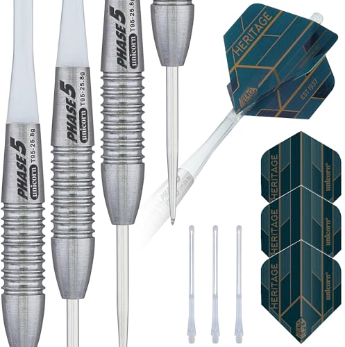Unicorn Heritage Range John 'Old Stoneface' Lowe Phase 5 Dartpfeil-Set, blaugrün, 26 g