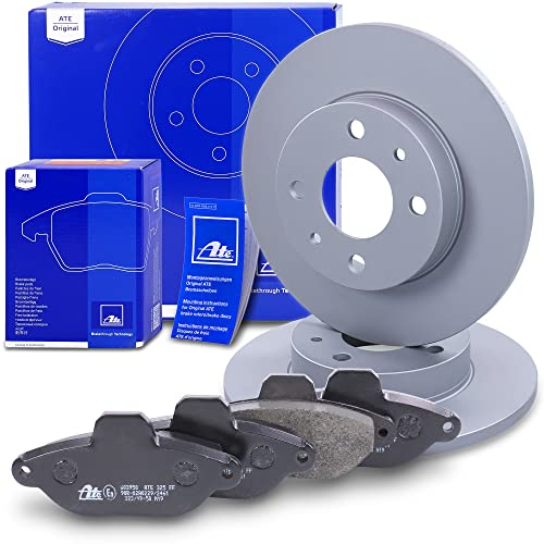 ATE Bremsenset Vorderachse inkl. Bremsscheiben vorne Ø 240,5 mm voll und Bremsbeläge vorne Kompatibel mit FIAT PANDA (169_), PUNTO, SEICENTO, LANCIA Y