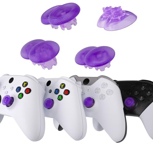 eXtremeRate Edge Joystick pour Xbox One S/X, Xbox Elite V1 Manette, pour Nintendo Switch Pro, 6 Joysticks Echangeables pour Xbox et Nintendo Switch Pro, Violet Transparent