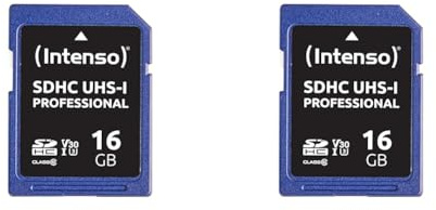Intenso Professional SDHC UHS-I Class 10, U3, V30 16GB Speicherkarte (bis zu 100 MB/s) blau (Packung mit 2)