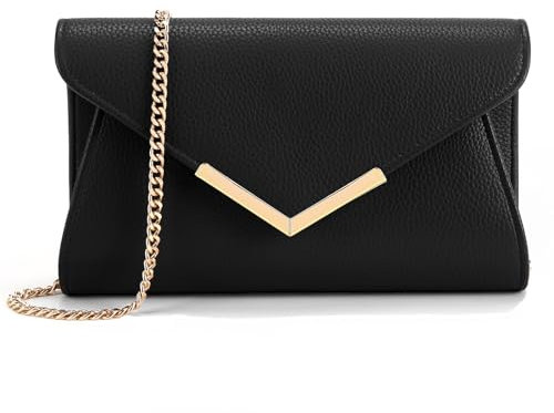 Milisente Clutch-Taschen für Damen, Hochzeit, Wildleder, Abendtasche, metallisch, Schultertasche, Geprägtes Leder, Schwarz