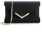 Milisente Clutch-Taschen für Damen, Hochzeit, Wildleder, Abendtasche, metallisch, Schultertasche, Geprägtes Leder, Schwarz