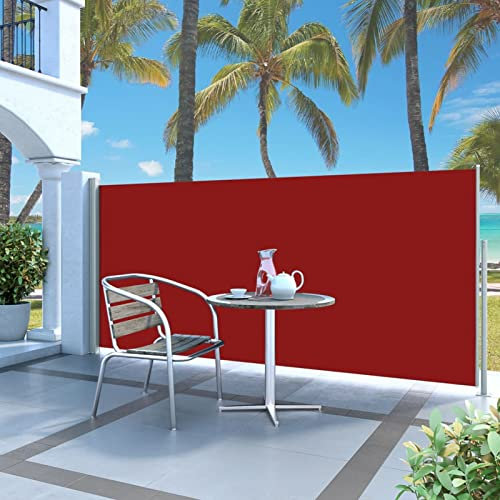 ARKEM Ausziehbare Seitenmarkise 140x300 cm Rot Sichtschutz Zaun Terrassen-Sichtschutz
