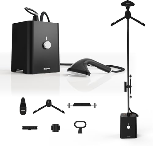 STEAMONE -Steamer Professionnel Defroisseur vapeur 2900W 125g/min 10bars -Fer à repasser Vertical et Horizontal Autonomie 90min (2500ml) -Élimine 99,99% d'Impuretés -Prêt en 120s -Câble 3m -SteamCube