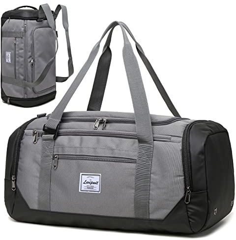Laripwit Reisetasche Herren 40L Mittelgroß Sporttasche mit Schuhfach und Nassfach Weekender Travel Tasche Rucksack für Reisen Duffel für Damen, Grau
