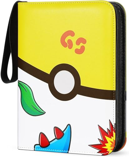 Sammelalbum für Sammelkarten - Sammelkarten Album mit Reißverschluss - 4-Pocket Binder - 55 Seiten für 440 Karten - GS Ball-Design - Gelb