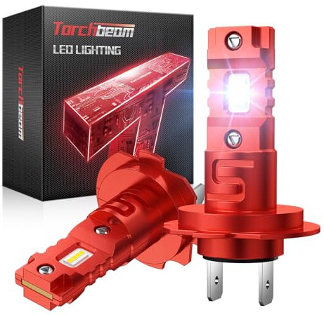 Torchbeam Ampoules LED H7, 16 Puces 6500K 300%, Ampoule H7 LED, 20000LM Phares pour Voiture et Moto, Pour Halogènes, 1:1 Mini Design, Aucun Adaptateur Requis, Lot de 2