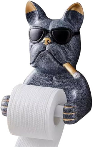 Fantastico Porta Carta Igienica A Forma di Cane, Portarotolo Carta Igienica di Lusso per Animali, Porta Rotolo di Carta Igienica da Parete, Installazione Senza Perforazioni(Gray Color)