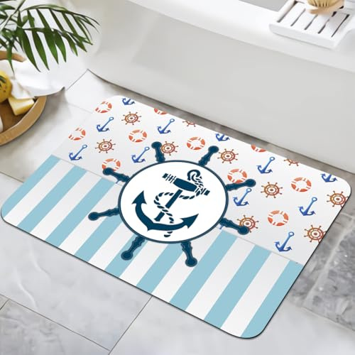 YISUMEI Badematte rutschfeste Badteppich 40x60cm Waschbar Schnelltrocknende Badezimmerteppich, Badvorleger für Dusche,Badewanne und Badezimmer (Ruder)
