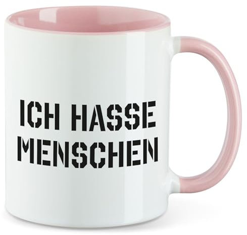Huuraa Motivtasse Ich hasse Menschen Geschenk 330ml Rosa Ich hasse Menschen Souvenir