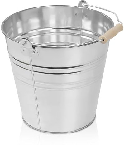 Galvanised Steel Bucket with Handle - Perfect Drinks Cooler for Parties, Cleaning, Garden Storage, Ash and Coal (1, 10 Litre)