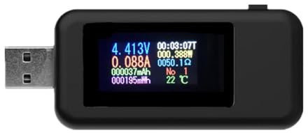 USB C Tester Voltmeter Power Voltage and Current Tester Meter 0-5.1A 4-30V USB Power Capacity, Temperature, Working Time Volt Ammeter Detector IPS Color Display LCD Power Charger Detector