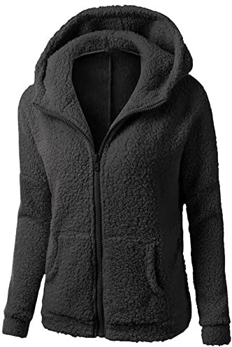 HAOLEI Giacca in Pile da Donna Fine Fleece Warm con Zip Offerte Cappotto Sherpa Teddy Giacca Sci Felpa con Cappuccio in Peluche Fronte-Retro con Cerniera in più Cappotto 2024 Offerte della Settimana
