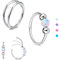 AVYRING 18G Weißer Opal Nasenring für Damen, 316L Chirurgenstahl Silber Clicker Nasenringe mit Scharnier, vielseitiger Septum-Piercingschmuck für Conch, Rook, Knorpel, Tragus und Helix Ohrringe, 10mm