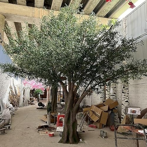 Sohodoo Large Faux Olive Tree 6-10ft with Natural Wood Trunk, Artificial Indoor Plant for Home, House, Office Décor with Realistic Leaves and Fruit (D,7ft)
