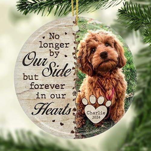 Glad Gua No Longer By Our Side Christmas Tree Ornaments, Dog Memorial Gifts for Loss of Dog, Pet Loss Gifts, Pet Memorial Gifts for Dogs, Christmas Tree Decorations, Personalised Ceramic Ornament