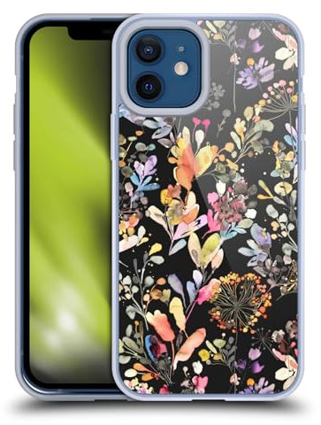 Head Case Designs Offizielle Ninola Wilde Gräser Schwarz Blumenmuster Gelhülle [Militärischer Schutzgrad] Kompatibel Mit Apple iPhone 12 / iPhone 12 Pro Und Kompatibel Mit MagSafe