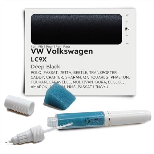 Genuine Colors Lackstift DEEP Black LC9X für VW Volkswagen Schwarz Polo Passat Jetta Beetle Transporter Caddy Crafter Sharan Q7 Touareg Phaeton TOURAN CARAVELLE MULTIVAN Bora EOS CC AMAROK ARTEON Nms