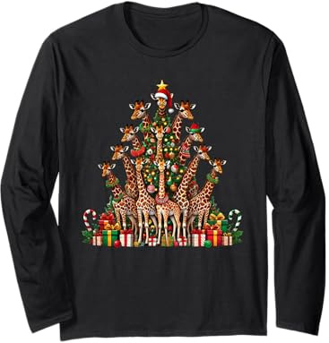 Giraffe Christmas Tree Funny Giraffe Xmas Long Sleeve T-Shirt