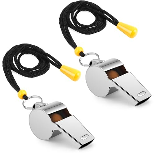 Whistle, Whistle for Coaches, Whistle for Teachers, Stainless Steel Whistles Coach Whistle with Lanyard Referee Whistle Loud Crisp Sound Sports Whistle for Adults Teachers Coaches Referees Officials
