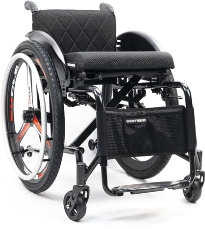 Leichtes Sport-rollstuhl, Aluminium Leichte Rollstühle, Faltbarer Aluminium-rollstuhl, Ultra-leichte Sport-rollstuhl Im Gesamten Taster, Für Jugendliche, Erwachsene, Senioren(40cm/15.7in,Black - Soft