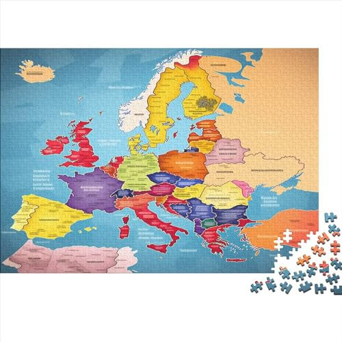 Karte von Europa Puzzle 1000 Teile Puzzle Für Erwachsene Und Kinder Ab 14 Jahren,Puzzlespiel Erwachsenen Puzzlespiel Puzzel 1000pcs (75x50cm)