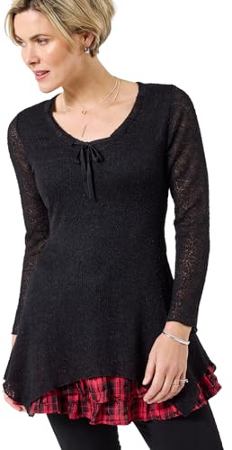 Joe Browns Women's Handkerchief Hem Flared Sleeve Tie Neck Tunic Top Tunic Shirt (pack of 1)
