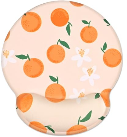 Ksriyim Tapis de Souris avec Repose-Poignet Ergonomique, Tapis de Souris en Mousse à mémoire de Forme Anti-Douleur avec Base en PU antidérapant pour PC, Ordinateur, Travail, Gaming, Fruit Orange