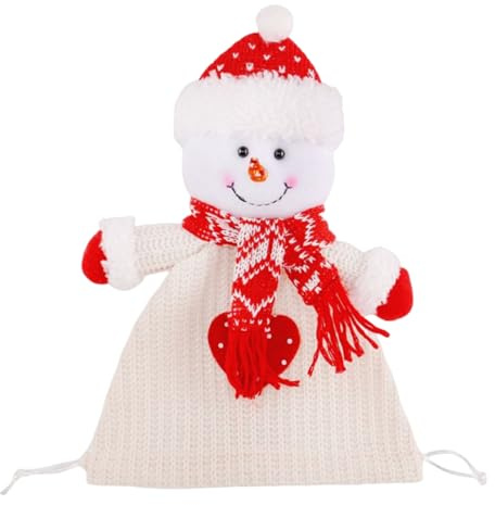 Generico Weihnachtstüten aus Strick, Weihnachtssüßigkeitstasche mit Kordelzug für Partys, kompakte Partytüten für Kinder, für Socken, Süßigkeiten, Pyjamas, Hosen, Heiligabend, Partys, Verwendung im